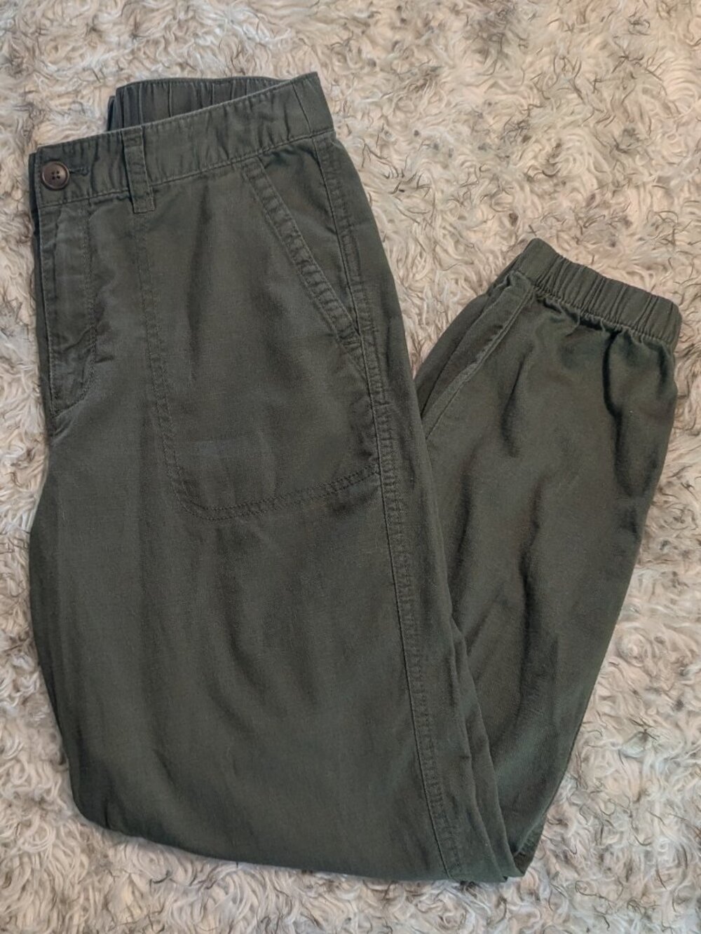 GAP Girlfriend Jogger Utility Pants Olive Green Cotton Size 4 (Petite fit)